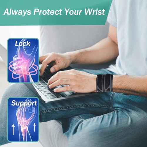 Image of 2 Pack Wrist Brace for Right & Left Hand, Ultra-Thin Compression Wrist Band Adjustable Wrist Wrap for Tendonitis, Arthritis, Weightlifting, Sports