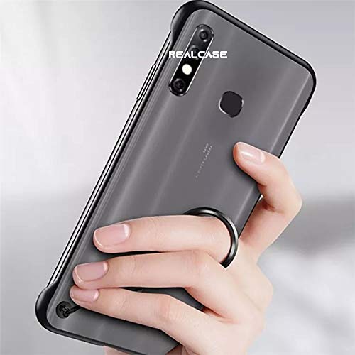Image of REALCASE Infinix Hot 8 Back Cover Case | Slim Translucent Frameless Matte Hard Back Skin | Soft TPU Shock Proof Bumper Back Cover Case for Infinix Hot 8 (F-Black)