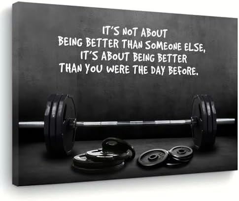 Black White Gym Canvas Wall Art Motivational Gym Picture Wall Dec...