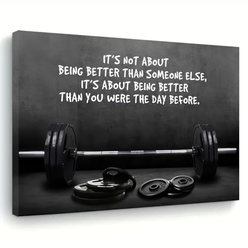 Black White Gym Canvas Wall Art Motivational Gym Picture Wall Decor Framed Modern Inspirational...