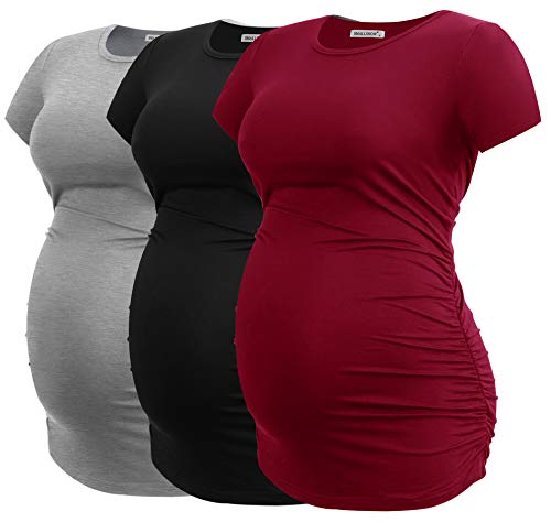 Tunique de maternité froncée lot de 3 tops grossesse noir gris vin taille M