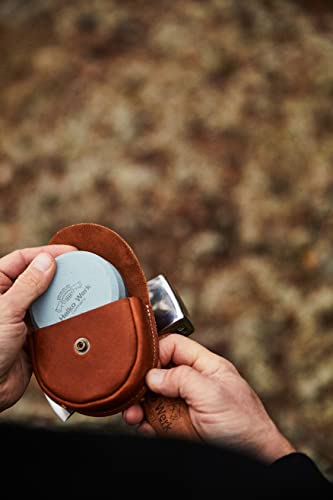 1844 Helko Werk Sharpening Stone Leather Pouch - Leather Accessory for Axe Sharpening Stones