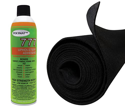 Polymat 10 ft x 45" Black Non-Woven Felt Roll + 1 Can