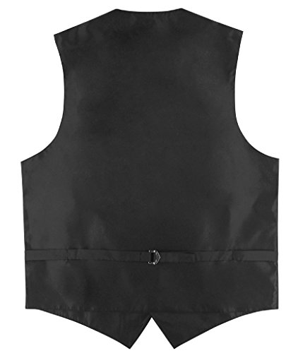 Vesuvio Napoli Men's Dress Vest & BOWTie GOLD & BLACK Color Woven Striped Design Bow Tie Set2