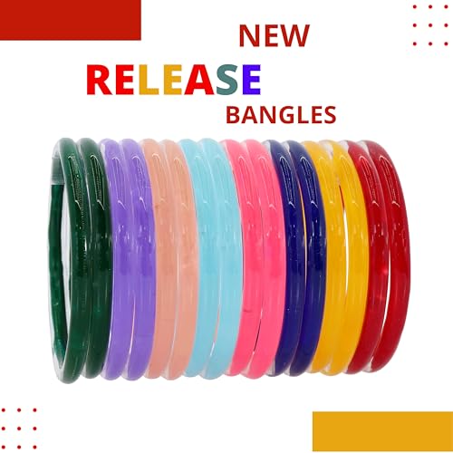 Image of NMII Glass and Silk Thread Zircon Gemstone Bangle Set For Women /Girls