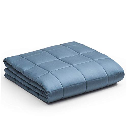 Ynm Bamboo Weighted Blanket (Blue Grey, 60''X80'' 15Lbs) With Knitted Weighted Blanket (Squirrel Grey, 60''X80'' 15Lbs) Bundle #TOP1
