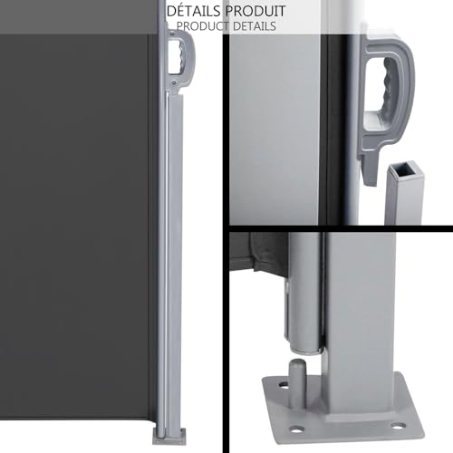 VOUNOT Retractable Side Awning, Outdoor Privacy Protection Screen for Garden, Balcony, Terrace, 180 x 300 cm, Dark Grey - Image 3
