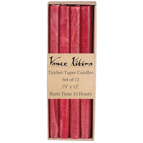 Sullivans Vance Kitira Timber Taper Set of 12 Candles, Clean-Burning, Environmental-Friendly, Scentless, Real-Wax Candles, Home Décor, Hosting Décor