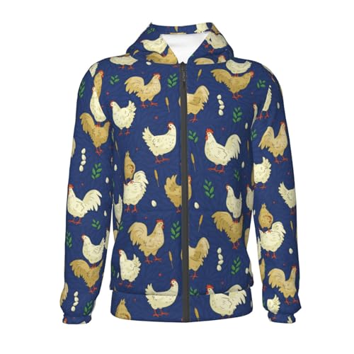 Cute Hens and Roosters Kids Pullover Hoodies Boys Zip Up Sweatshirts Girls Athletic Clothes with Pocket2