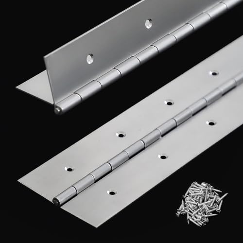 Heavy Duty Piano Hinge 36 Inch x 3 Inch Width Stainless Steel Piano Hinge 2 Pack 0.060'' Thick Continuous Hinge for Heavy Duty Cabinet Furniture Metal Plate Door Toolbox Wooden Box Industrial Project