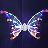 Anxciyr Electric Fairy Wings with LED Lights, Light Up Fairy Wings Costume Headwear, RGB Colorful, 54 x 91 cm, for Children, Girls, Women, and Pets