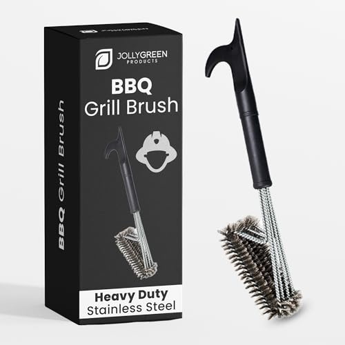 Jolly Green Products Heavy Duty Grill Brush for Outdoor Grill – Safe Grill Brush Designed by Firefighter | Barbecue Grill Brush & BBQ Brushes for Grill Cleaner | Durable & Safe for All Grates