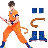 VIKOTICOS 6 Pcs Anime Costume for Kids Halloween Dragon Cosplay Dress up Outfit (Orange, Medium/Height(43'-47'))