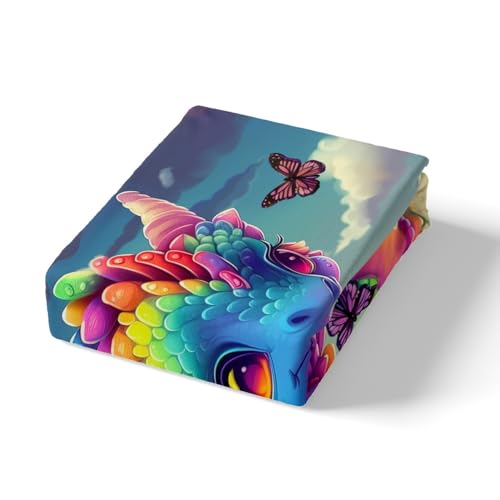 Housse de couette dragon et papillon pour une décoration de chambre féerique
