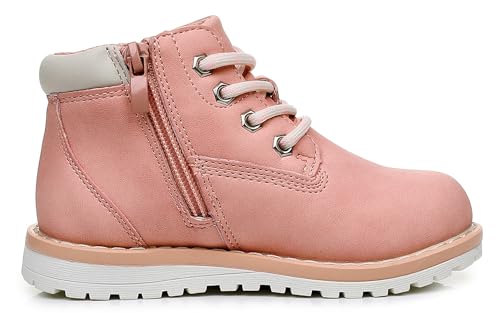 Felabo Kids Ankle Work Boots for Boys Girls - Side Zipper Lace Up Non Slip Sole (Toddler/Little Kid)3