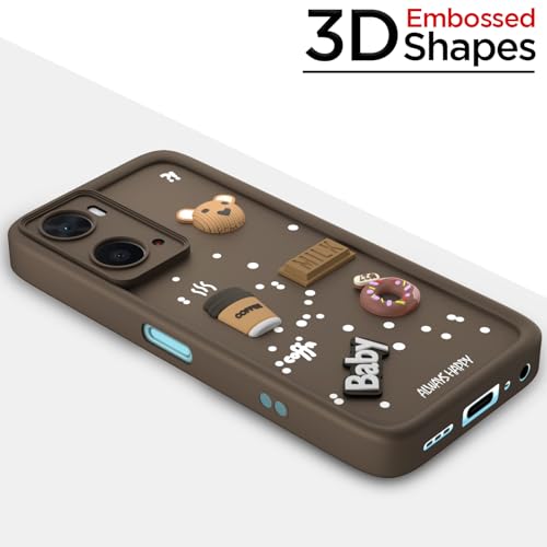 Image of Pikkme Back Cover for Oppo A76 / Oppo A96 / Oppo A36 | Cute Fun Cartoon 3D Bear Silicone Full Body Protection Bumper Case (Brown)