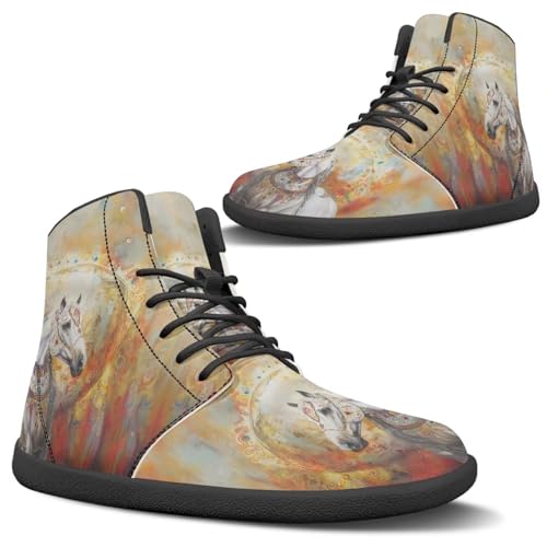 Binienty Mens Wide Width Barefoot Sneakers Classic Fashion High Tops Laces Tennis Walking Shoes Anti Slip