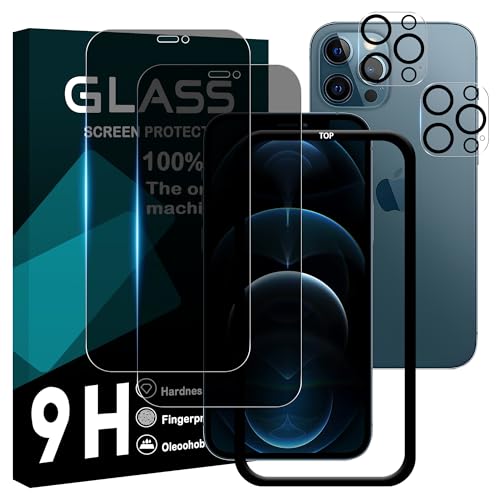 対応 iPhone12 Pro max ガラスフイルム 覗き見防止 【2+2枚セット AGC旭硝子 ガイド枠付き 】iPhone 12 pro max フイルム のぞき見防止 (2枚) + レンズ保護フィルム (2枚) アイフォン12プロマックス 液晶 保
