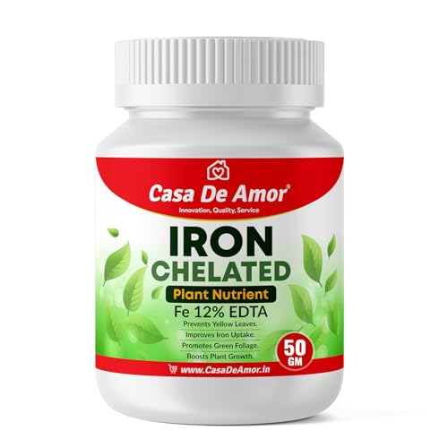 Image of Casa De Amor Iron Fe-12% EDTA Chelated | Prevents Yellowing & Boosts Growth | 100% Water-Soluble Foliar Spray | For Lush Green Leaves & Strong Plants | 50 gm