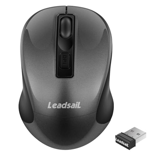 LeadsaiL Mouse Wireless, Mouse Senza Fili per PC Portatile, Mouse USB Ergonomico, 1600 DPI, 3 Pulsanti, Clic Silenzioso,...