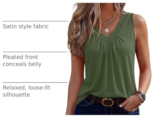 Image of Zeagoo Womens Tank Tops Summer Sleeveless Tops V Neck Pleated Shirts