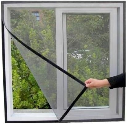 WonderNet Ready-to-Use Pre-Stitched Mosquito Net for Windows - Durable Fiberglass Insect Netting (50 CM X 140 CM) - Black Mesh Protection