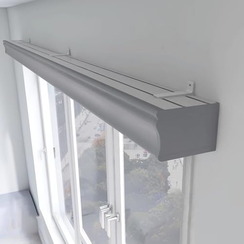 Cantonnière à rideaux de chambre anti-bruit : double rail gris 1,6m pour stopper les grincements