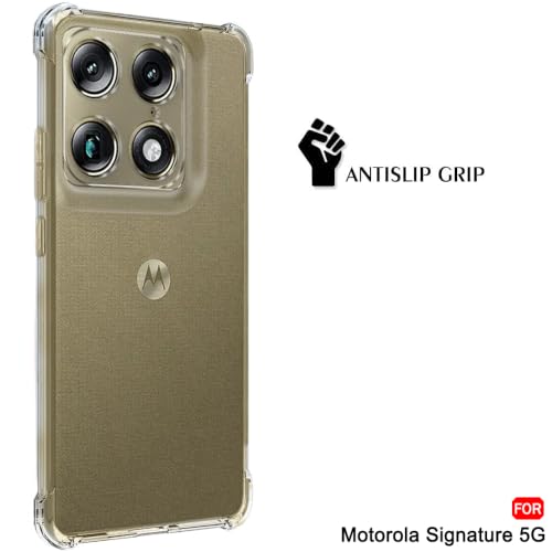 Image of TheGiftKart Crystal Clear Back Cover Case for Motorola Moto Signature 5G | Shockproof Soft TPU Case | Cushioned Edges for Ultimate Protection Back Cover Case (TPU, Transparent)