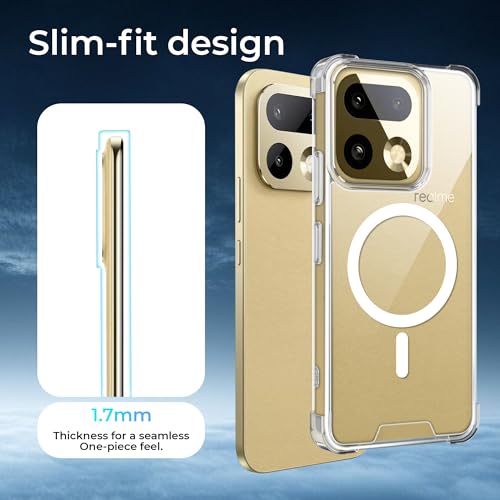 Image of A rtistque Clear Back Cover Case for Realme 16 Pro Plus 5G | Compatible with Mag-Safe | Premium Cover | Shockproof TPU Bumper | Slim Protective Design | Realme 16 Pro Plus 5G Back Cover - Transparent