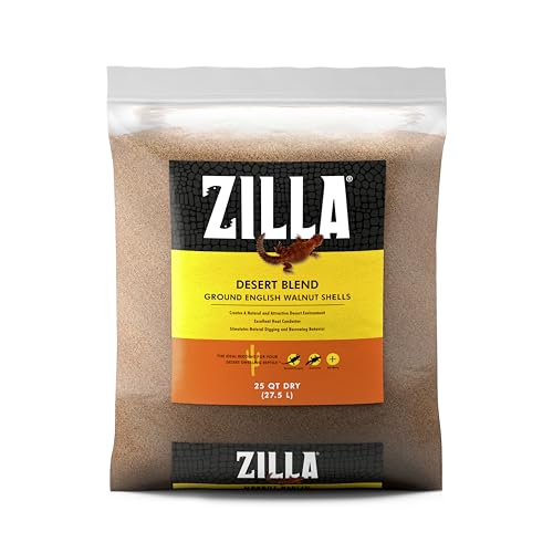 Zilla Desert Blend Substrate, Glass-Friendly Alternative to Sand, Made with 100% English Walnut Shells, Ideal for Desert Reptiles, 25 Quarts