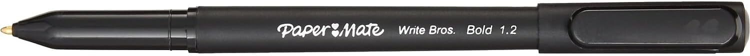 Paper Mate Write Bros. Ballpoint Pen, Stick, Bold 1.2 Mm, Black Ink, Black Barrel, Dozen