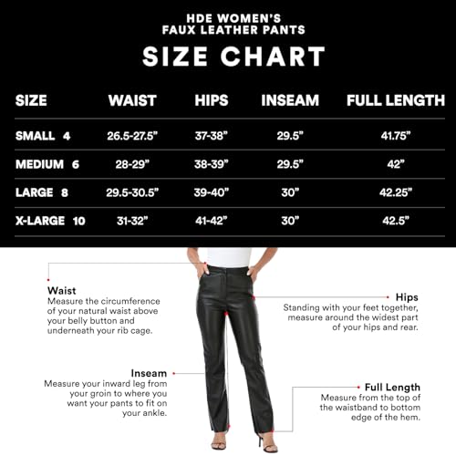 HDE Women's Faux Leather Pants High Waisted Straight Leg Trousers with Pockets3