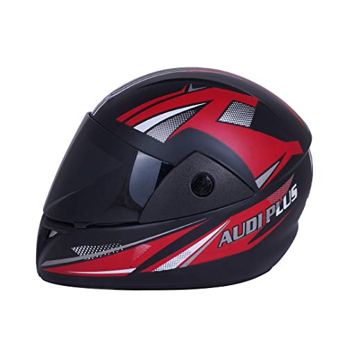 Image of Sage Square Plus Full Face Graphic Helmet (ISI Certified) Tinted Visor, High Standard Safety, Enhanced Design, Extra Comfort, Enhanced Design (Medium, Black Matte-Red)