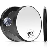 Generico Set di specchi ingranditori portatili 40X design con ventosa immagini ad alta definizione per skincare e trucco ideali casa viaggio
