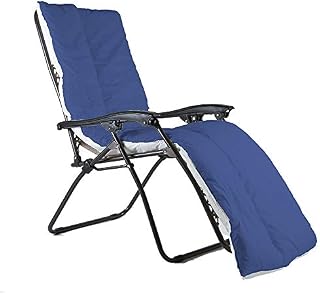 Lancashire Textiles Supreme Quality Sun Lounger Recliner Patio Garden Furniture Replacement Cushion Topper Pad with Elasticated Straps - Made in UK (60cm x 190cm, Navy Blue)