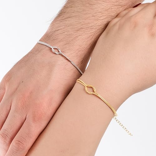 14K Gold Vermeil Couples Bracelet, Matching, Adjustable Knot Bracelet, Valentine's Day Gift, Couple Set for Him and Her2