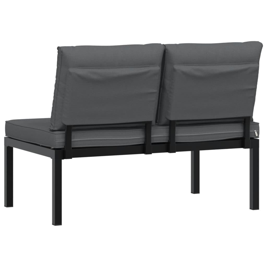 vidaXL Ławka ogrodowa z poduszkami, czarna, aluminium