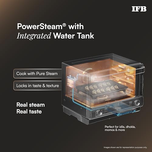 Image of IFB 34L, 1000 W, FlatBed with Inverter Technology, 63 Autocook menus, PowerSteam, 6 Power levels, SelfClean, Steralise mode, LCD Display, Convection & Grill Microwave Oven (34FBBSC2, Metallic Grey)