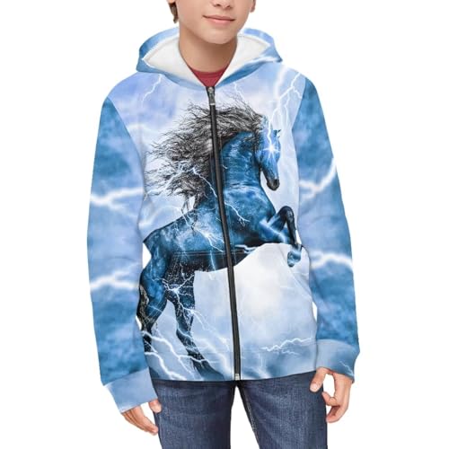 Image of Unisex Zipper Sweatshirt Boys Girls Hooded with 2 Pocket Pullover Hoodies for 6-16Y Kids