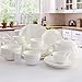 Bone China Tafelservice, Feinporzellan Küche Servieren Tafelservice Reinweiß Tafelgeschirr Kombi-Set mit runden Müsli-Nudelschalen Dessert Tiefe Suppe Fischteller (56 Stück Service für 12 Personen) (