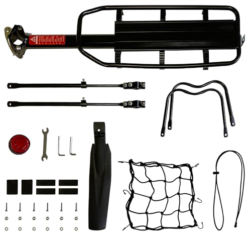 Ydcoom Rear Bike Rack 110 Lbs Bicycle Cargo Rack With Fender, Reflective Logo And Cargo Net, Universal Adjustable Bike Rear Rack Easy To Install Quick Release Black thumb #2