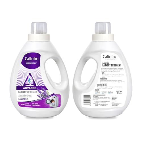 Image of Ultra Wash Liquid Detergent 5000ml - Front Load & Top Load Machine Wash | Calintro LD-Lavender | Gentle on Fabrics, Tough on Stains, Eco-Friendly, Residue-Free, Long-Lasting Freshness