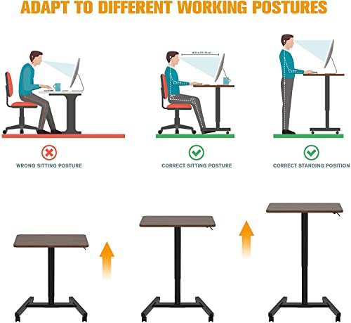 Mpetapt 28 Inch Height Adjustable Laptop Sit To Stand Desk With Wheels, Adjustable Rolling Standing Laptop Mobile Desk Cart Coffee Table #TOP6