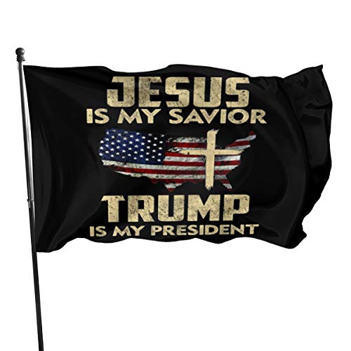 Enjoywellcoolife Vintage American Flag Jesus is My Savior Trump is My President Outdoor Flag Home Garden Flag Banner Breeze Flag Decorative Flag 3x5 Ft Flag
