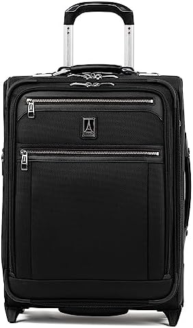 Travelpro Platinum Elite Softside Expandable Carry on Luggage, 2 Wheel Upright Suitcase, USB Port, Men and Women, International, Shadow Black, Carry On 20-Inch