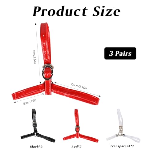 3 Pairs Detachable Heel Straps for High Heels, Adjustable and Elastic Women Anti Slip Shoe Straps for Loose Shoes, Transparent, Black and Red for Vintage and Retro Style Fashion Accessories2