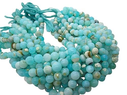 Peruvian opal beads bleu aqua pierre naturelle sérénité