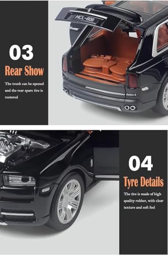 Image of 1:32 Scale Rolls Royce CULLINAN Toy Car | Metal Pullback Diecast Car for Kids with Openable Doors, Sound, Light Effects Toy for Car Enthusiasts (Color As Per Available)