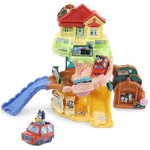 VTech TutTut Bolides Maison familiale Bluey, Circuits, Voitures et playsets de Jouet, pour Enfants à partir de 1 an, rampes et capteurs Magiques, Phrases et Musique, Voiture Incluse, Version ESP