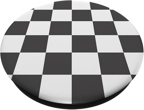 Miniatura 2 de PopSockets estándar con patrón de tablero de ajedrez blanco y gris a cuadros PopGrip